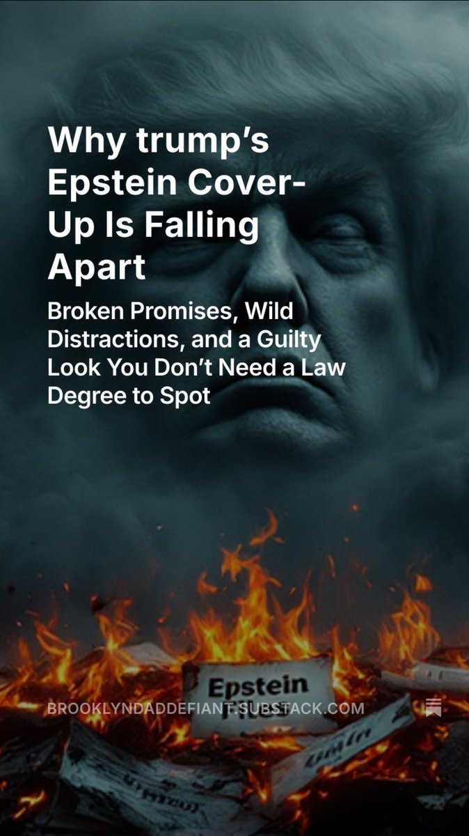 trump’s wild Epstein distractions aren’t working—his desperation is showing as the base is turning on him.

Read why his cover-up is failing in my latest free Substack! brooklyndaddefiant.substack.com/p/why-trumps-e…