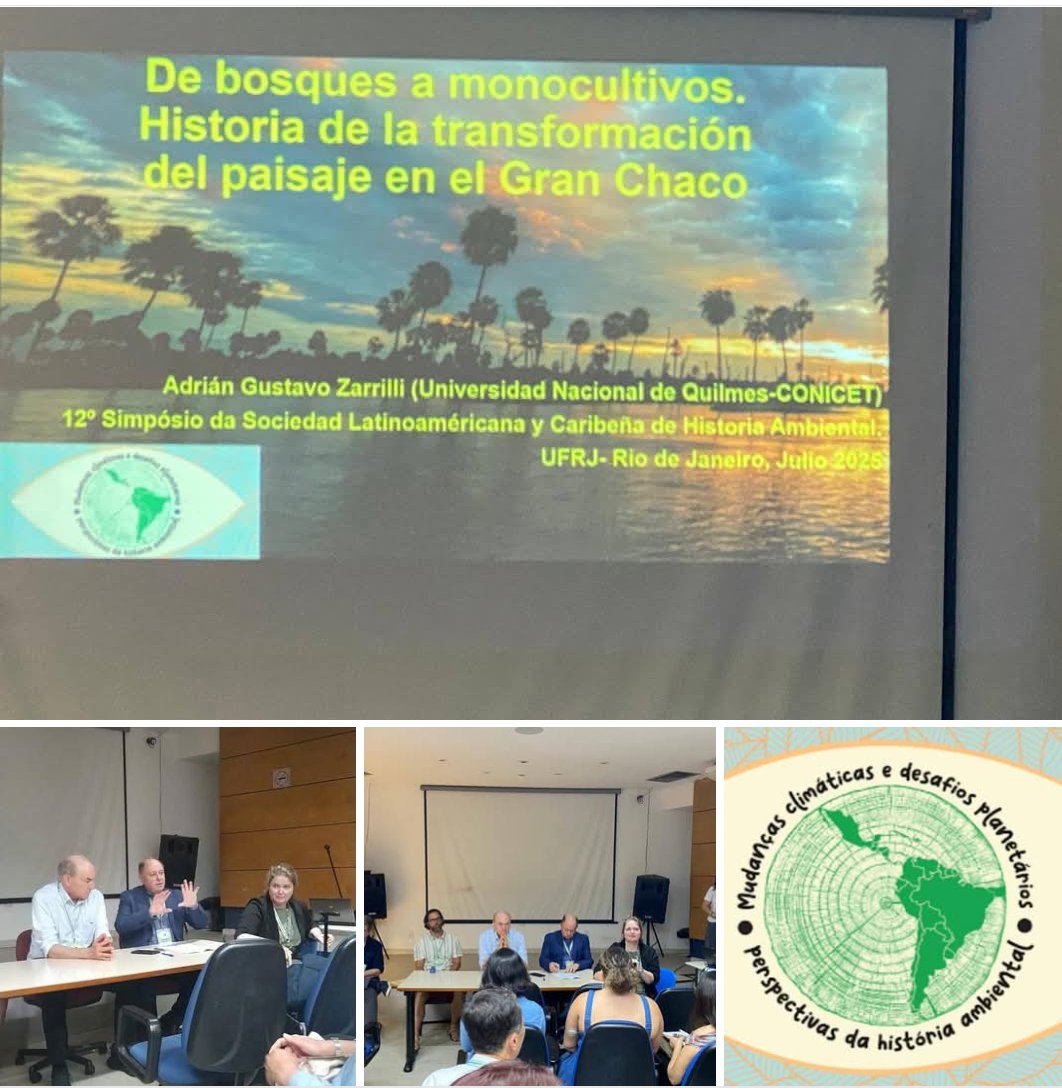 gzarrilli's tweet image. Un gran encuentro en el Simposio de Solcha 2025, en el panel "Landscape Legacies: how multi-decade human interventions have changed the world around us" con Lise Sedrez (UFRJ), José A. Pádua (UFRJ), John Mc Neill, Michel Egan Mc. Master University) y Gustavo Zarrilli (UNQ)