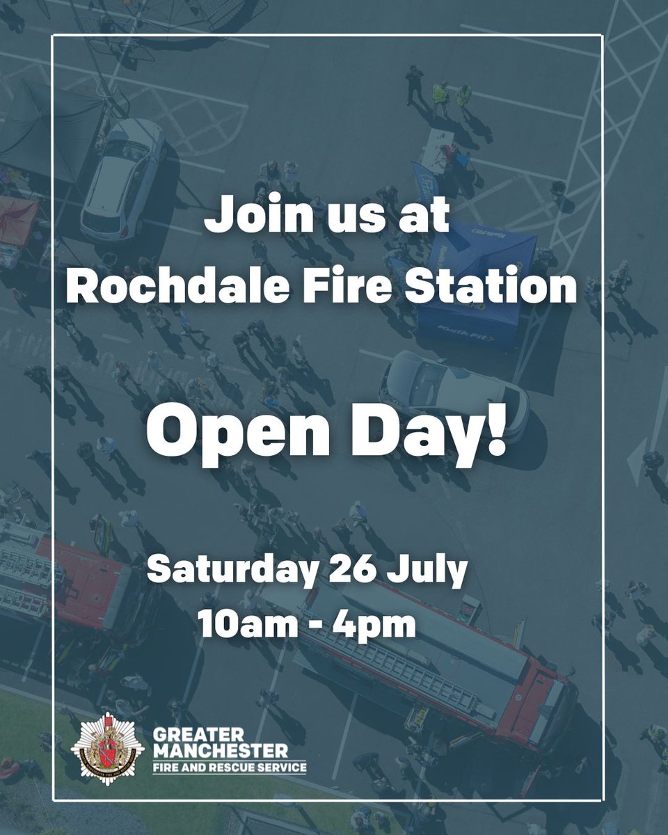 manchesterfire's tweet image. 🚒Join Us at Rochdale Fire Station tomorrow!
Meet our amazing firefighters, and enjoy a wide range of exciting activities.
Whether you're local or just passing by, it's a fantastic opportunity to learn more about what we do and have a great time with the community. 💛