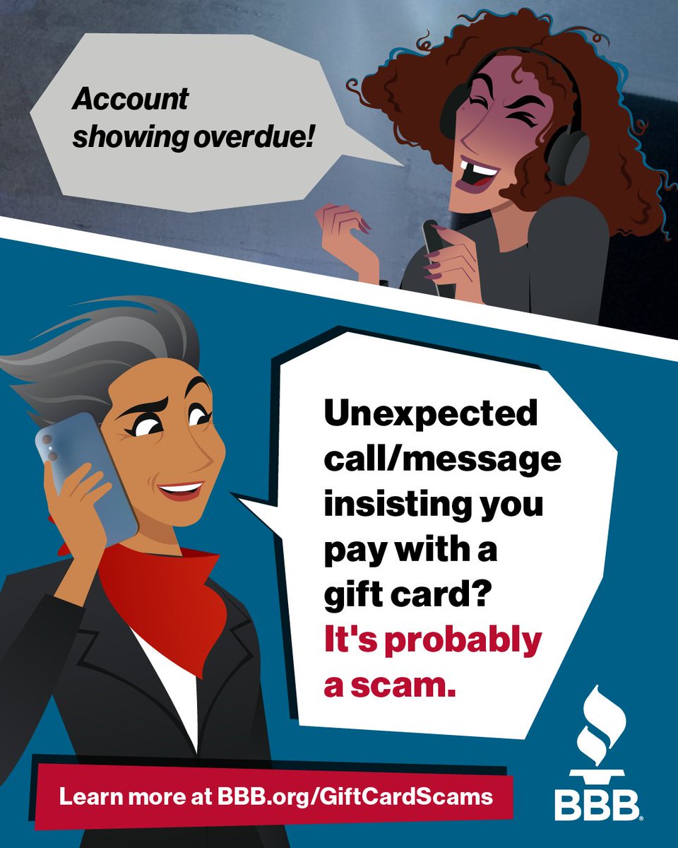 Scammers often demand payment with gift cards because they’re easy to use and hard to trace. Remember, legitimate organizations will never ask for gift card payments. Learn how these scams work and how to protect yourself at ow.ly/z8OA50Wukr0 <a href="/BBB_Institute/">BBB Institute for Marketplace Trust</a>