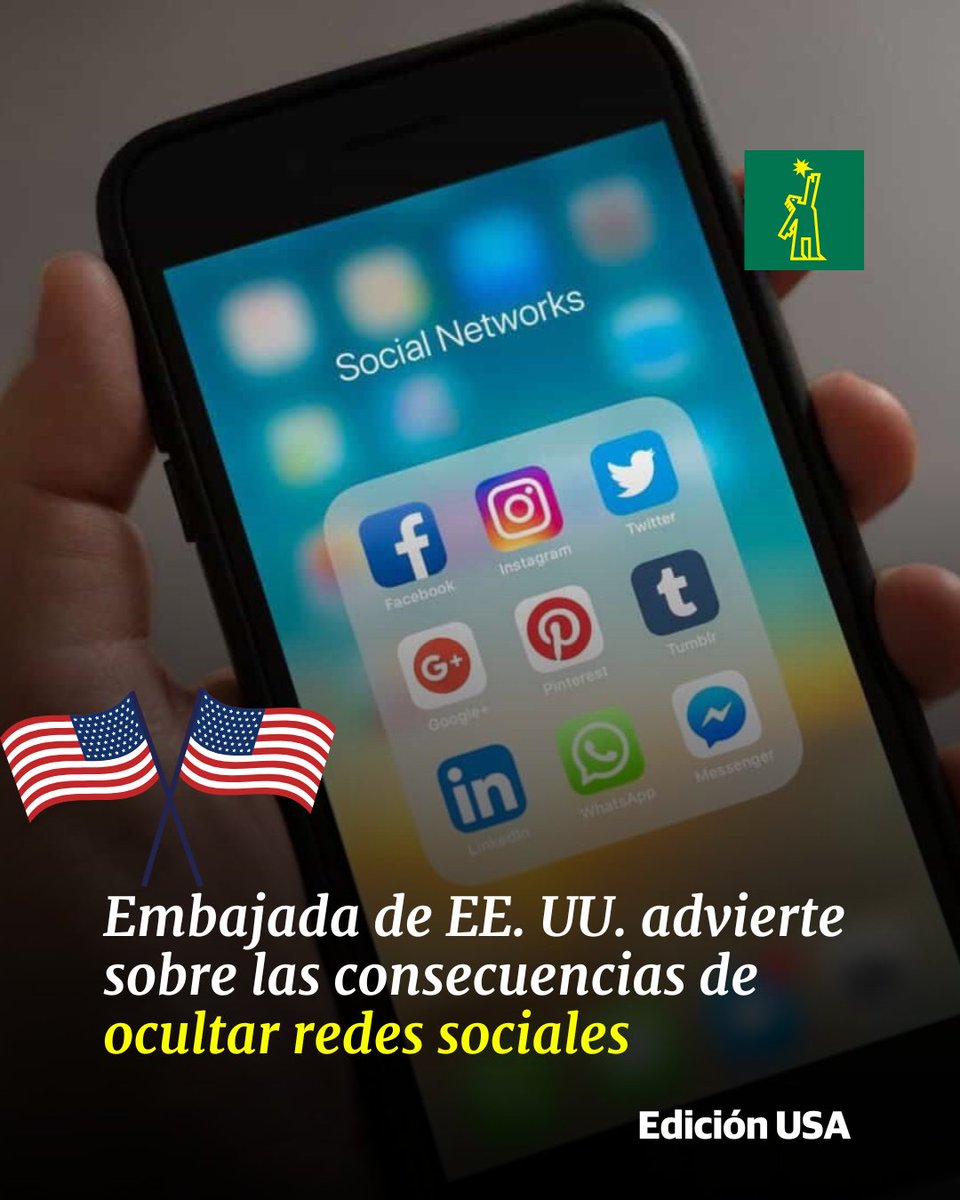 DiarioLibre's tweet photo. 🇺🇸|#DiarioLibreUSA | La declaración de las redes sociales utilizadas en distintas plataformas forma parte de los requisitos del formulario DS-160

🔗 https://t.co/jy253XOUsg

#DiarioLibre #EmbajadaEEUU #Consecuencias #Ocultar #RedesSociales https://t.co/7IB5sWCIR7