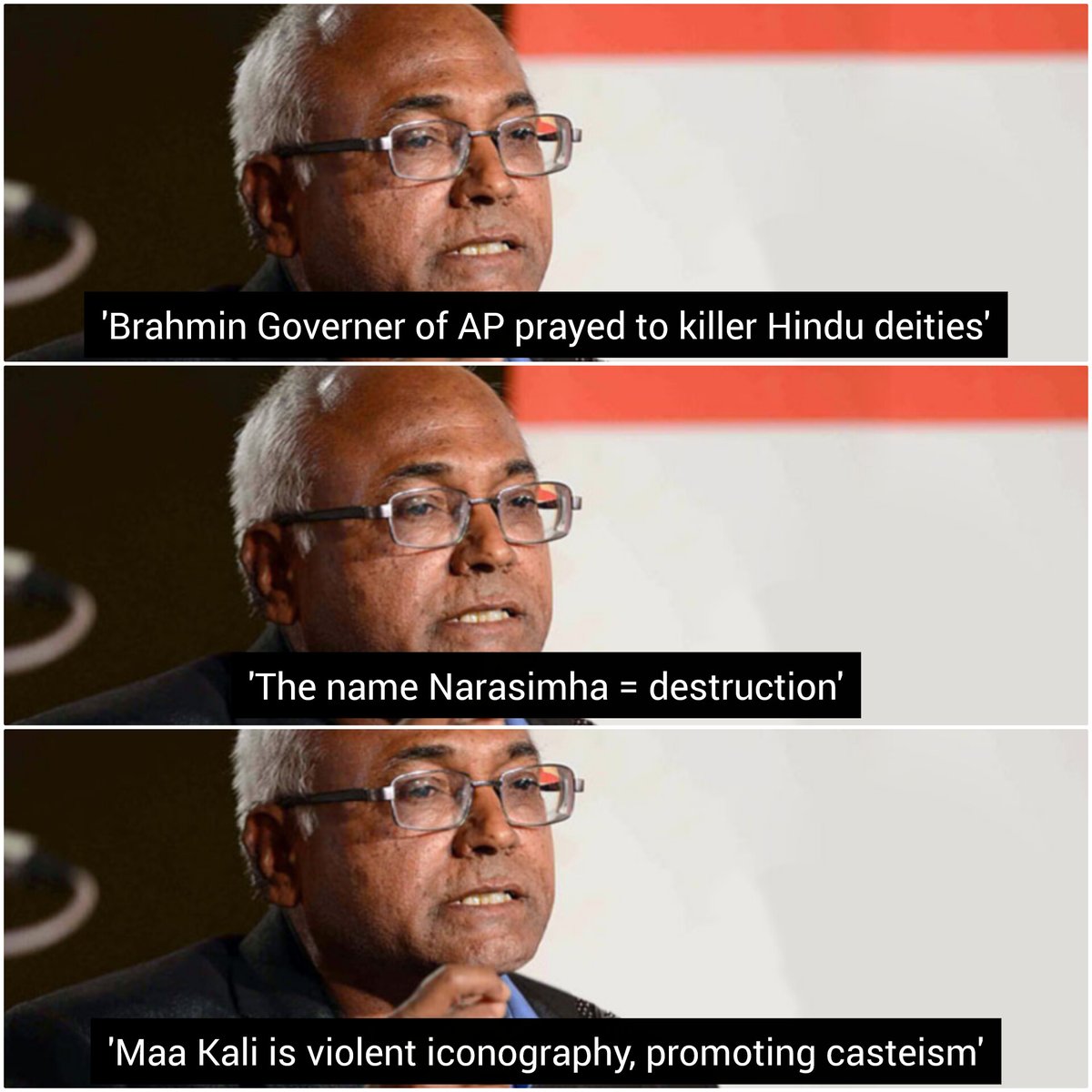 pwokeliberal's tweet image. Today, Congress invited this rabid Hindu hater and evangelist Kancha Ilaiah at its OBC Mahasammelan.
This is the only real side of Congress, the 'eradicate Sanatan' side.