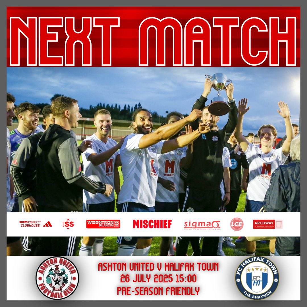 Ashton United FC (@ashtonunitedfc) on Twitter photo ๐จ๐ฝ ๐ก๐ฒ๐
๐ ๐
๐ <a href="/FCHTOnline/">FC Halifax Town</a>
๐ Hurst Cross, OL6 8DY
๐
Sat 26th July
โฐ 15:00
๐ Cash and Card payments on the gate
๐ Buy online: tinyurl.com/hometicks
๐ป <a href="/CrossBarAshton/">The Cross Bar</a> open from 12:00
๐ชTurnstiles open 12:00
#aufc #robinsrevoluition ๐จ๐ฝ ๐ก๐ฒ๐
๐ ๐
๐ <a href="/FCHTOnline/">FC Halifax Town</a>
๐ Hurst Cross, OL6 8DY
๐
Sat 26th July
โฐ 15:00
๐ Cash and Card payments on the gate
๐ Buy online: tinyurl.com/hometicks
๐ป <a href="/CrossBarAshton/">The Cross Bar</a> open from 12:00
๐ชTurnstiles open 12:00
#aufc #robinsrevoluition