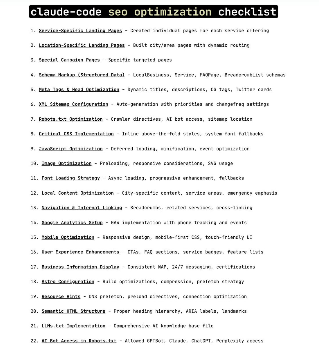boringmarketer's tweet image. in less than 24 hours I ranked one of my websites on Google in the TOP 3 spots for multiple target keywords...and claude code did all the work
exact checklist I used: