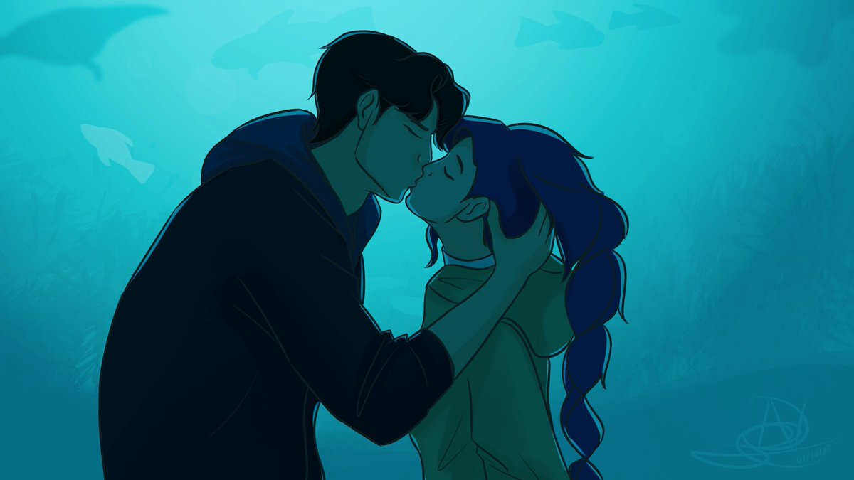 denartdump's tweet image. Quick take on the aquarium date.
#KPOPDEMONHUNTERS #jinumi #rujinu