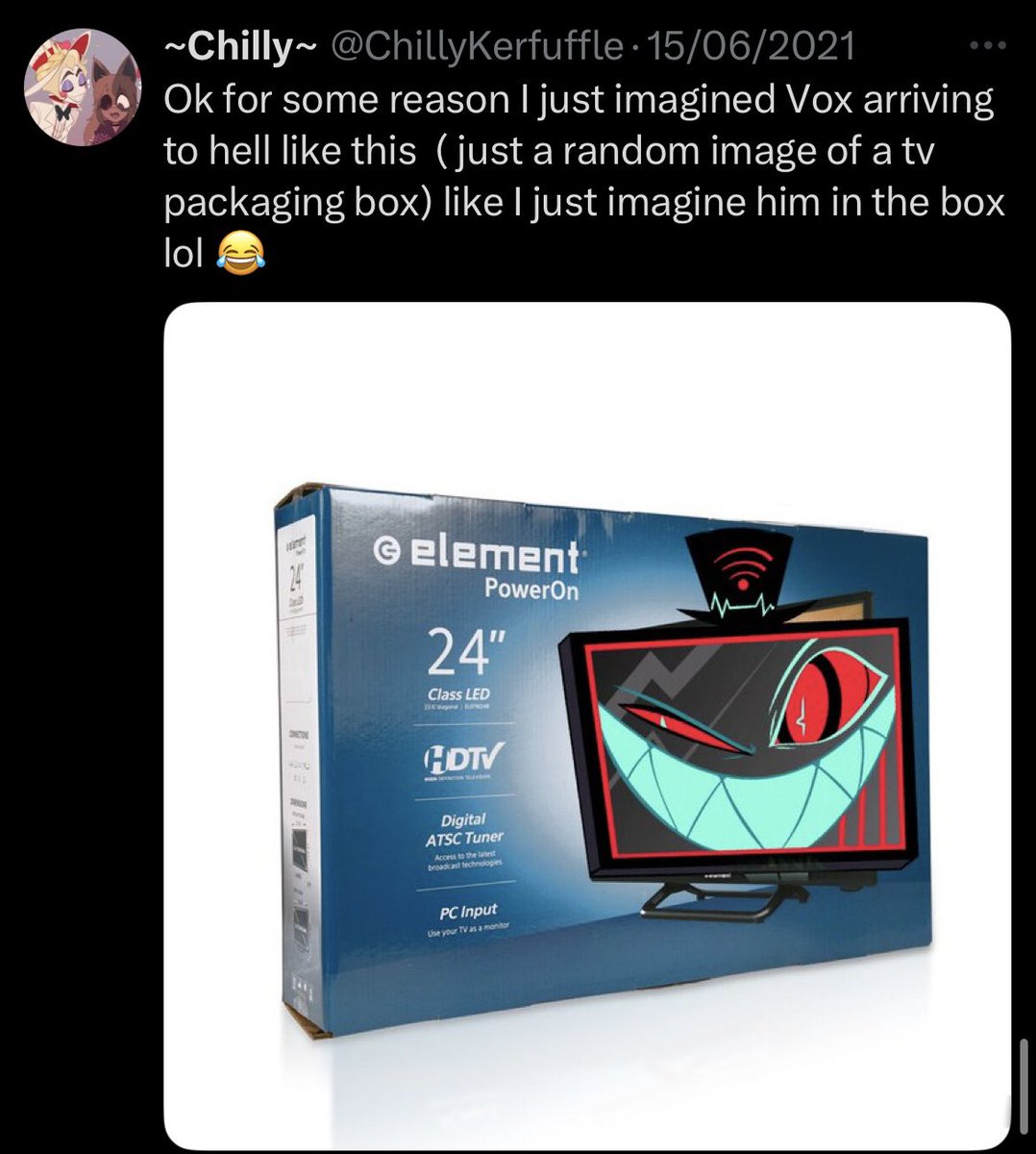 ChillyKerfuffle's tweet image. Bringing this very old tweet back 👍 #HazbinHotelVox #HazbinHotel