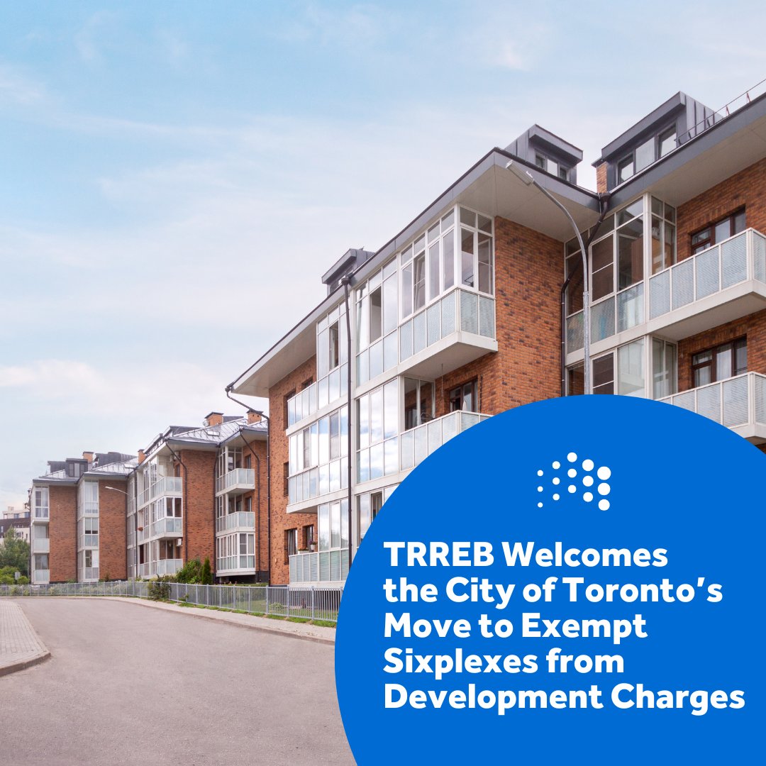 Toronto Regional Real Estate Board (@thereal_trreb) on Twitter photo Toronto has approved exempting sixplexes from Development Charges. Expanding this DC exception from four units is a positive step for missing middle housing. TRREB applauds <a href="/MayorOliviaChow/">Mayor Olivia Chow 🇨🇦</a>, <a href="/CllrJamaalMyers/">Councillor Jamaal Myers</a> & <a href="/JoshMatlow/">Josh Matlow</a> for leading the way and the City Council for passing. Toronto has approved exempting sixplexes from Development Charges. Expanding this DC exception from four units is a positive step for missing middle housing. TRREB applauds <a href="/MayorOliviaChow/">Mayor Olivia Chow 🇨🇦</a>, <a href="/CllrJamaalMyers/">Councillor Jamaal Myers</a> & <a href="/JoshMatlow/">Josh Matlow</a> for leading the way and the City Council for passing.