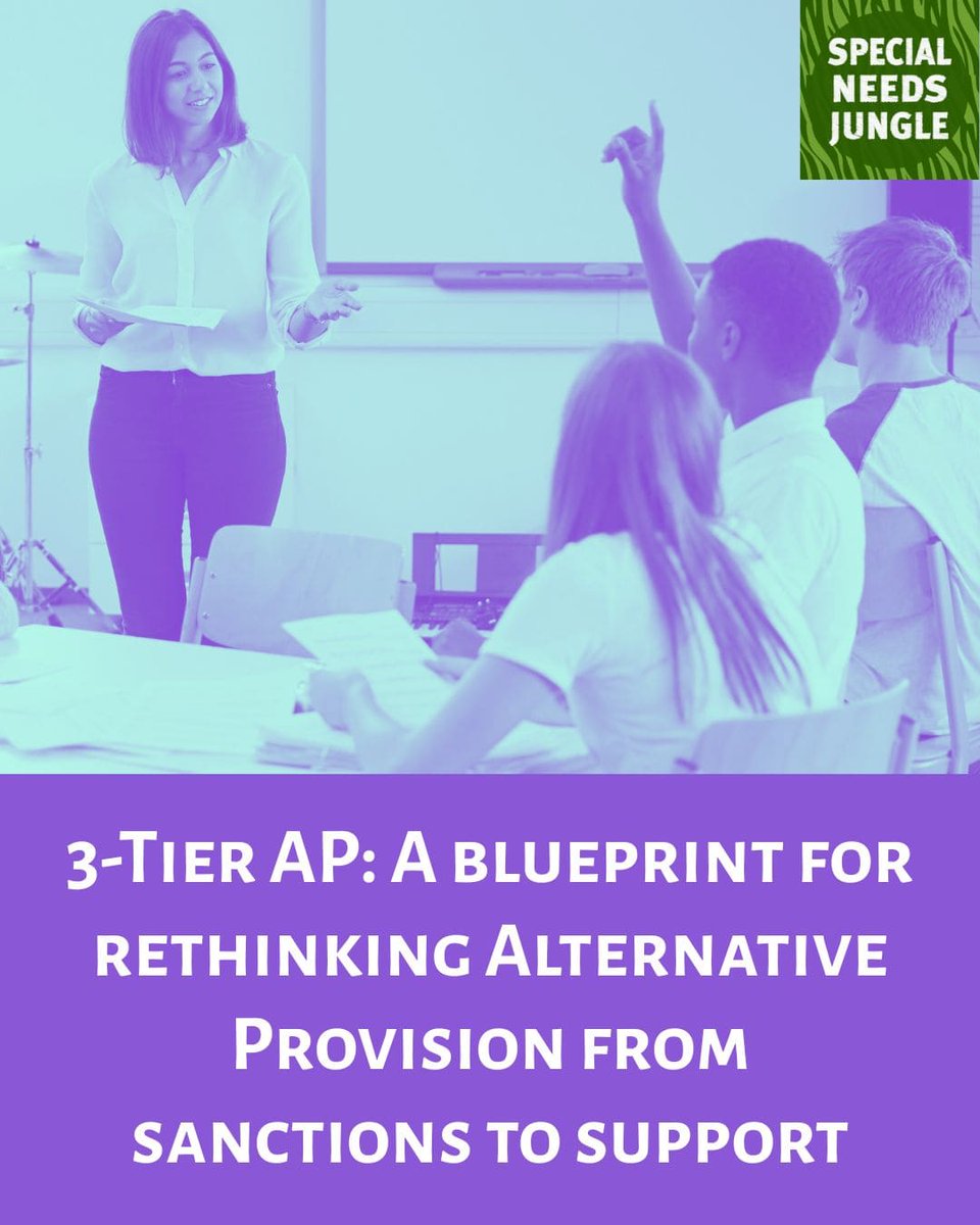 SpcialNdsJungle's tweet image. On SNJ Today: Schools need to be better at spotting SEND before a child arrives in Alternative Provision, says expert, @PhoenixEdSarah. She outlines how 3-Tier AP is moving from sanctions to support specialneedsjungle.com/3-tier-ap-reth…