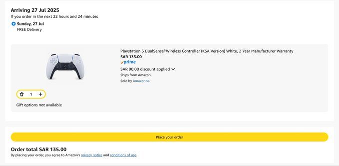 🎮🎮
يد تحكم لجهاز سوني 5 .. قبل الخصم 225 ريال .. مع كود الخصم وخصم مصرف الراجحي 135 ريال والتوصيل خلال يومين .. 
🔗🔗
amzn.to/44Pgxi6