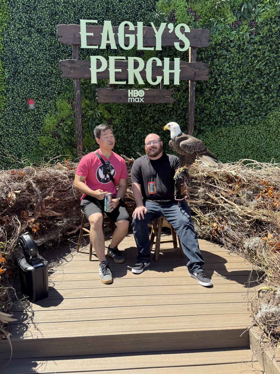 evaction's tweet image. We met Eagly. Talked bird law. Go birds! #sdcc #SDCC2025 #peacefest #hbo #peacemaker