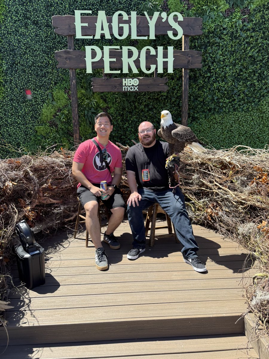 evaction's tweet image. We met Eagly. Talked bird law. Go birds! #sdcc #SDCC2025 #peacefest #hbo #peacemaker