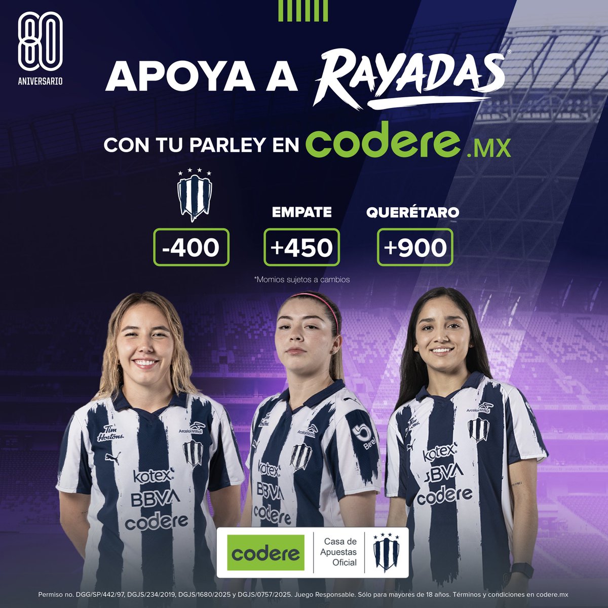 Los momios @Coderemx del partido 📲 codere.mx

¡Vamos, Rayadas!💙🙌🏼