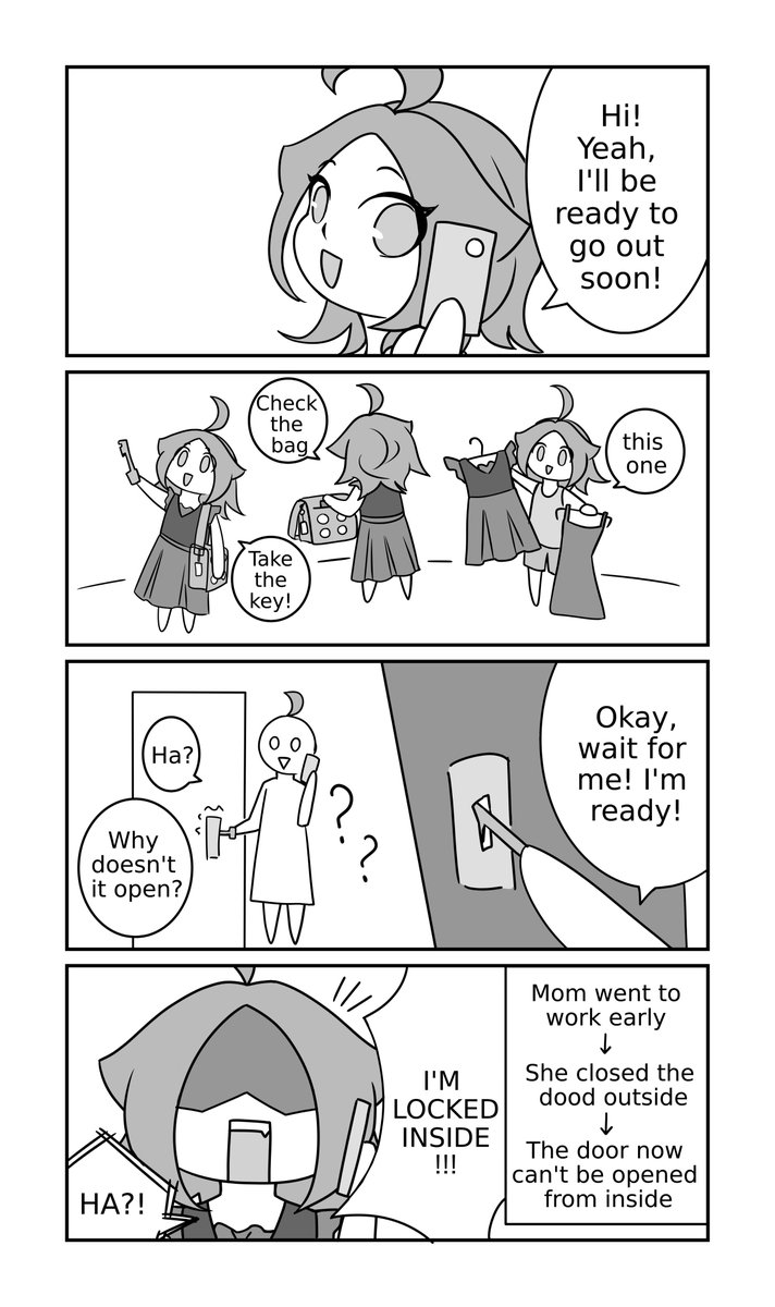 AkariSayaka01's tweet image. Hi! Recently Akari-chan got into a quite silly story: her mom went to work early in the morning and locked the door outside, so when Akari-chan was going to meet a friend she realised she was locked inside! Hope you'll enjoy this piece and look for part 2 of this story tomorrow!