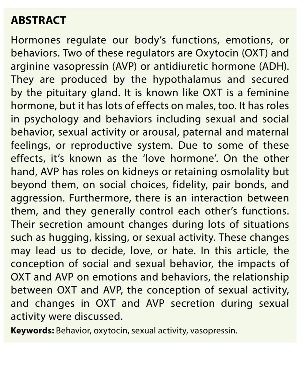 AfericanJ's tweet image. OXT = hormone of love
Sexual
Social
SHAPING
Human psychology and behavior