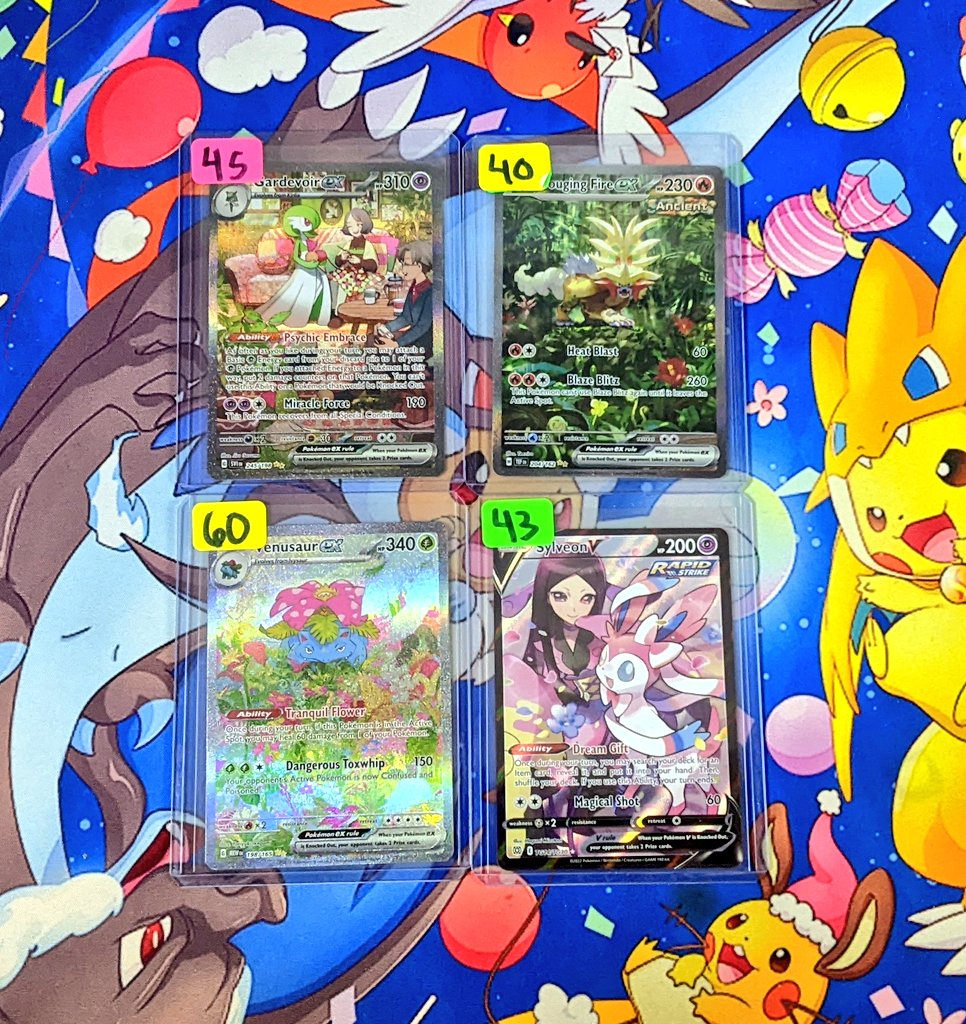 DaylightsTV's tweet image. Easily some of my favorite SV era artwork here with a random Sylveon TG thrown in!
All prices are shipped!
More pictures can be provided upon request!
Type name of card below to claim!⬇️