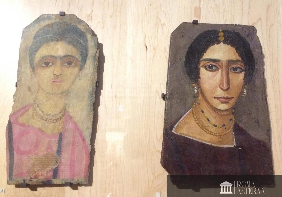 ValeriaAugusta8's tweet image. Portraits de femmes peints sur du bois de figuier, retrouvés à Philadelphia en Egypte (El-Rubayyat) et conservés au Musée du Louvre.
A gauche : bois de figuier peint à la détrempe (milieu du IVe s.)
A droite : bois de figuier sycomore peint à l'encaustique