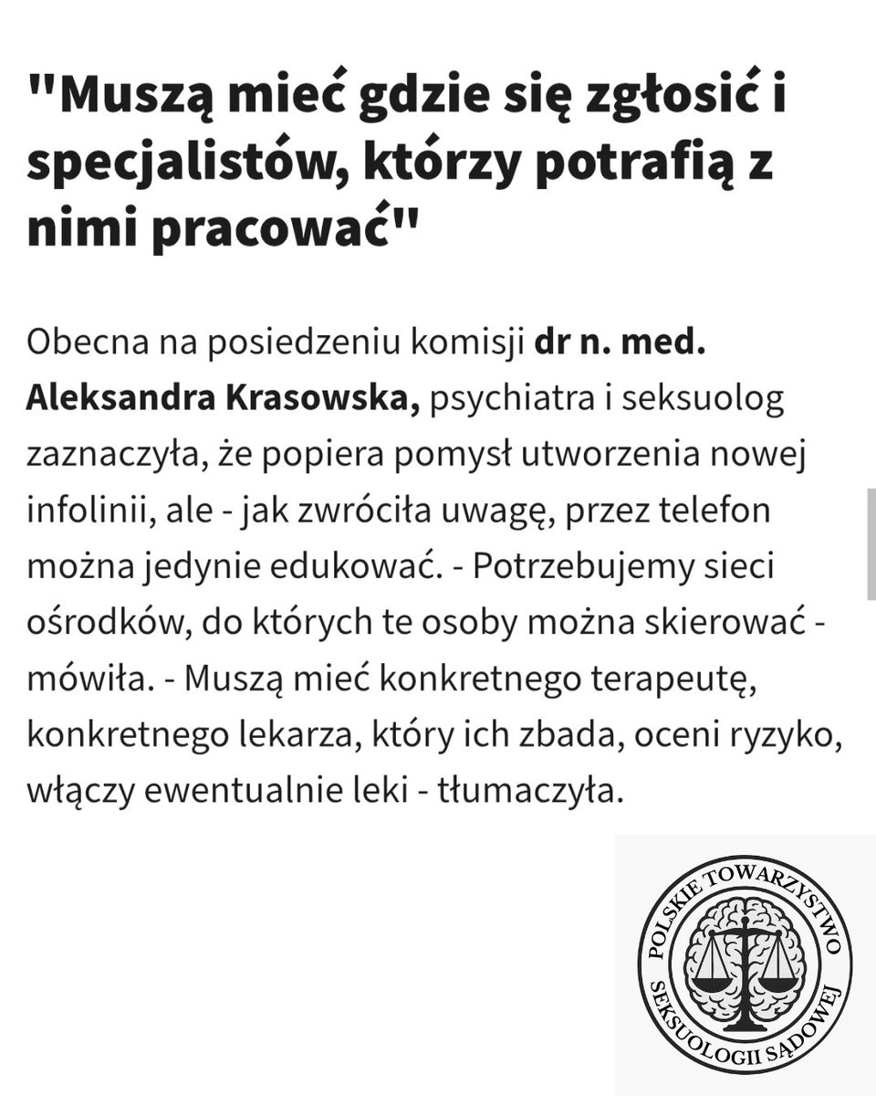 alekrasowska's tweet image. Ciekawa dyskusja w trakcie posiedzenia Komisji ds Dzieci i Młodzieży. Miałam przyjemność zabrać głos jako prezes Polskiego Towarzystwa Seksuologii Sądowej. Dziękuję Pani Przewodniczącej @moanrosa za przestrzeń do rozmowy.
Liczymy na dalsze dyskusje wokół organizacji opieki dla…
