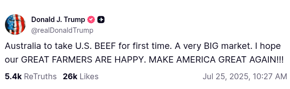 DeptofWinning's tweet image. Where's the beef? Why, it's right here in the US of A. Enjoy, Aussies. 🤌