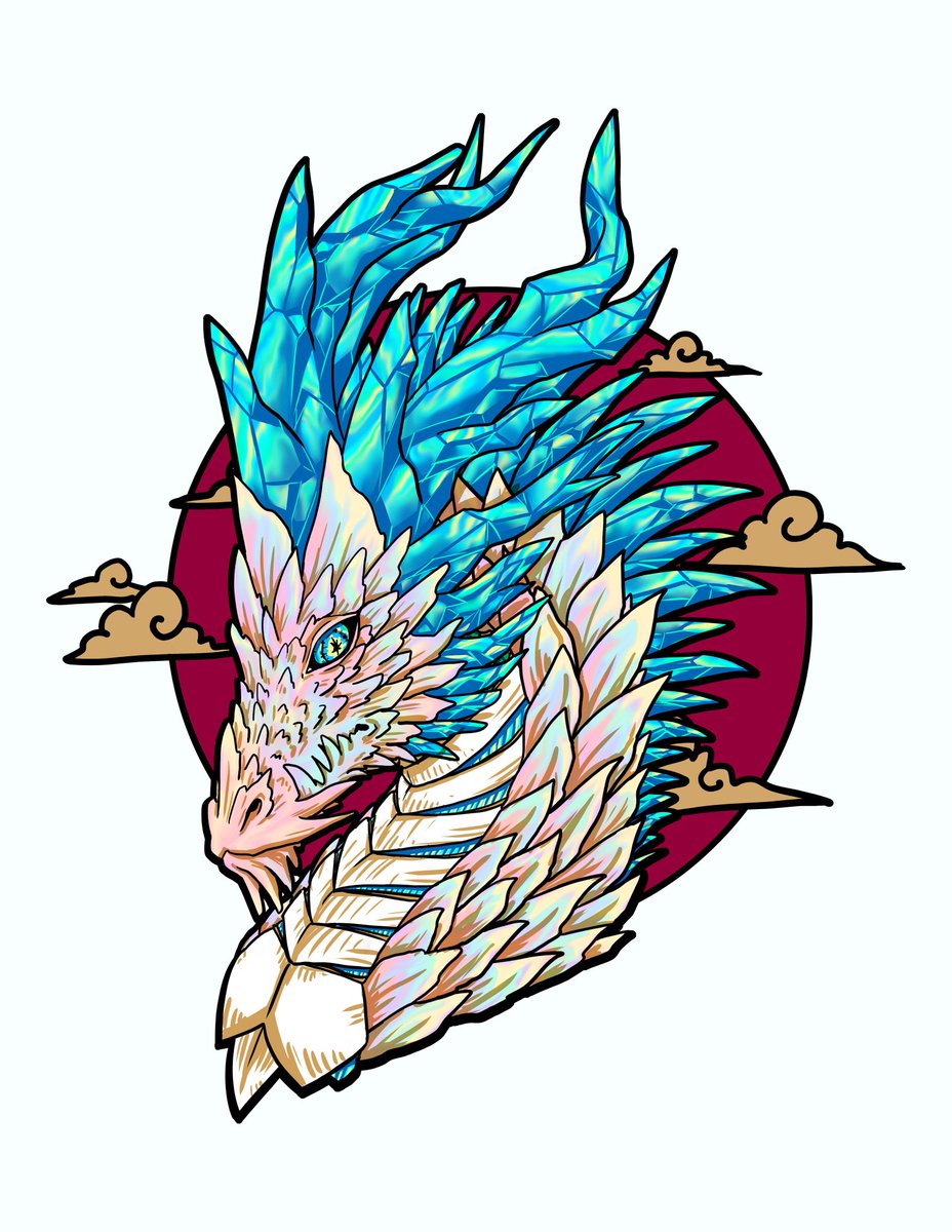 SDragon_Studio's tweet photo. Just finished the headshot design of the Prismatic Wyvern. A boss level creature my party had to fight in our last #FabulaUltima #campaign #session https://t.co/OAvKLjiSry