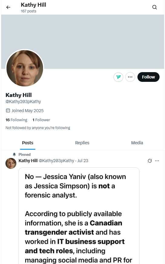 HungryTrucker's tweet image. Alicia Yashcheshen is a drug addict vexatious litigant con artist from Yorkton Saskatchewan with a history of impersonation and online harassment. Alicia is currently using the account @Kathy203pKathy for bullying while impersonating prominent Psychiatrist Jillian Spencer…