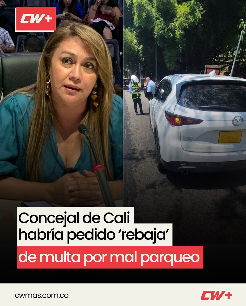 CWMasNoticias's tweet image. CALI | La Secretaría de Movilidad de Cali (@MovilidadCali) informó este viernes 25 de julio que la concejal María del Carmen Londoño (@MariaCconcejala) fue sancionada con un comparendo por mal estacionamiento, luego de que su vehículo generara congestión en la zona.
Durante el…