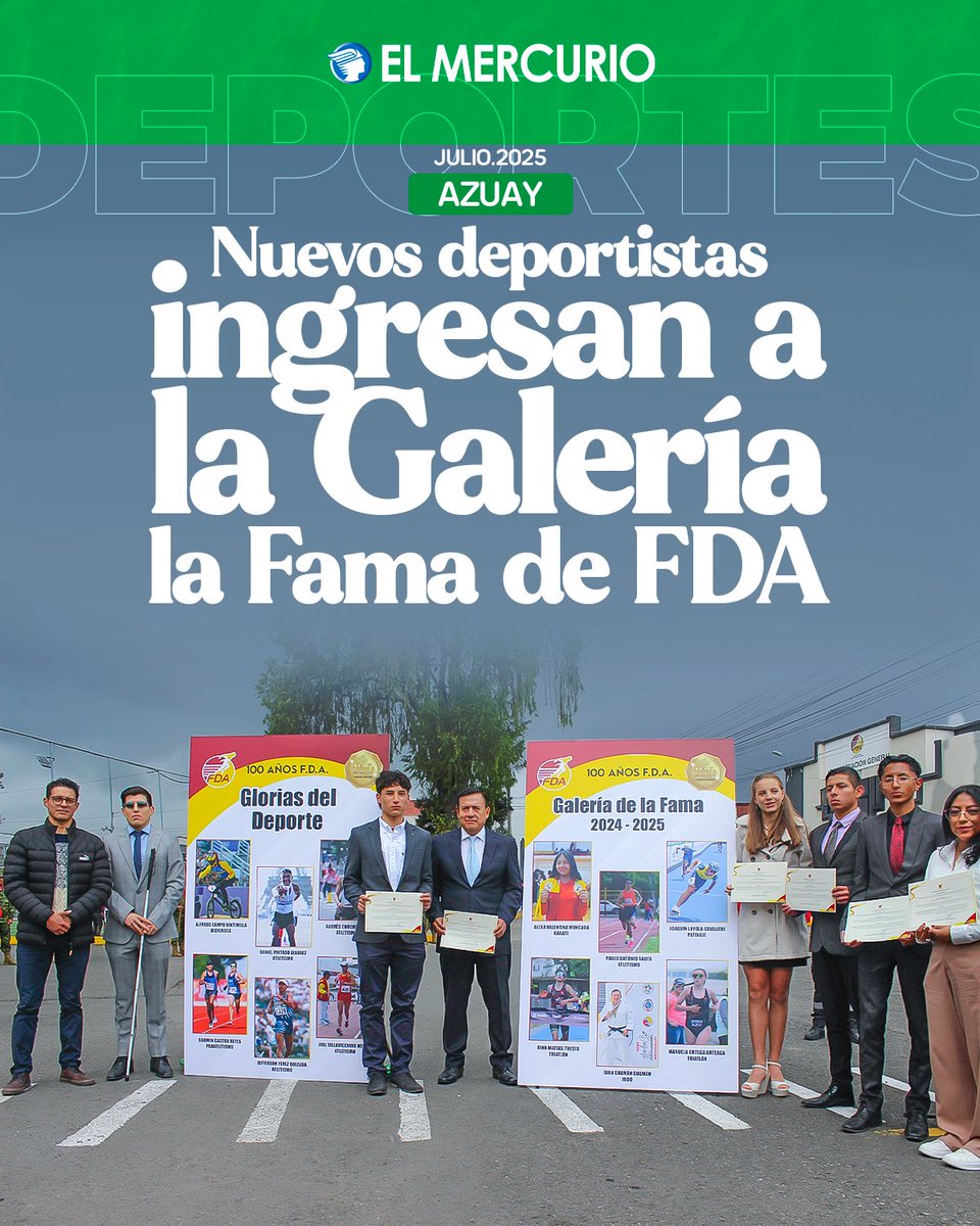 elmercurioec's tweet image. La Federación Deportiva del #Azuay hizo el ingreso de nuevos atletas a la Galería de la Fama y Glorias del Deporte: elmercurio.com.ec/deportes/2025/…