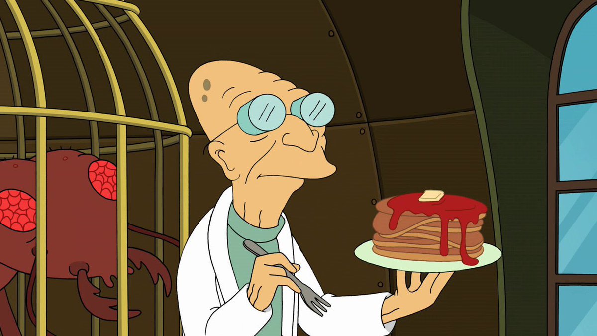 QuotesFuturama's tweet image. Sorry I've been taking up so much of Fry's time. He's just so interesting. Have you seen how much cotton candy he can eat?
Oh, my, yes. 5.1 pounds. That's why his blood is so good on pancakes.
#Futurama