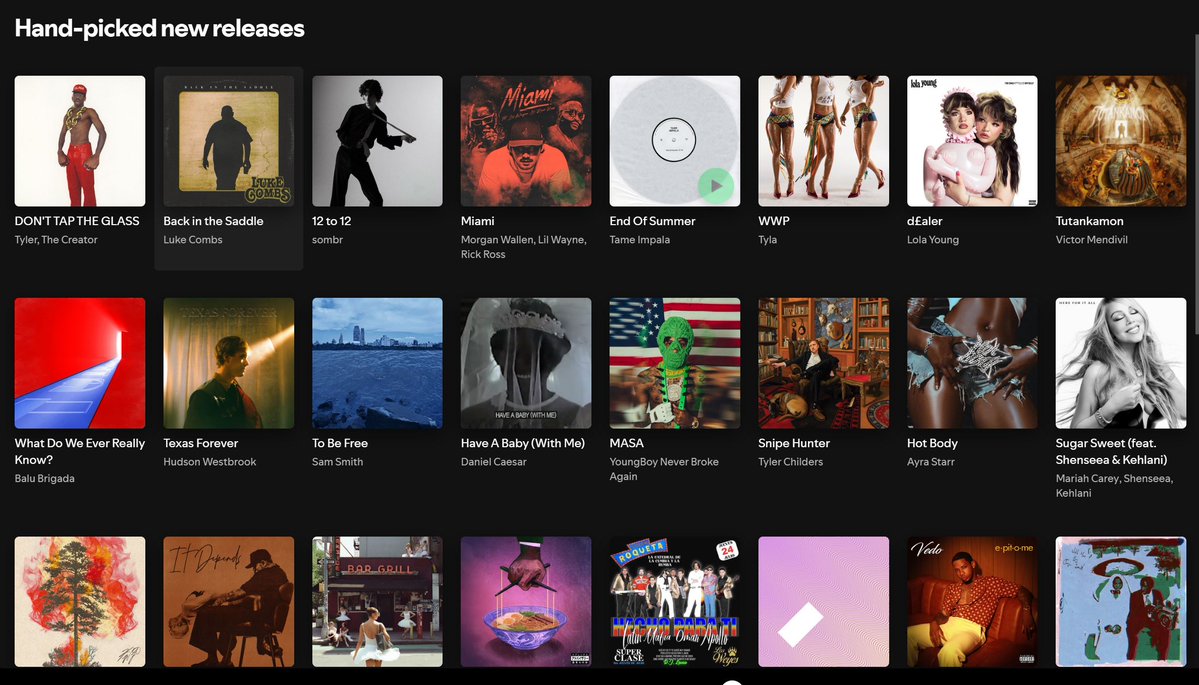 ToolmanLarryB's tweet image. What does everyone else's new releases look like on Spotify? Are these 'handpicked new releases' the same for everyone?