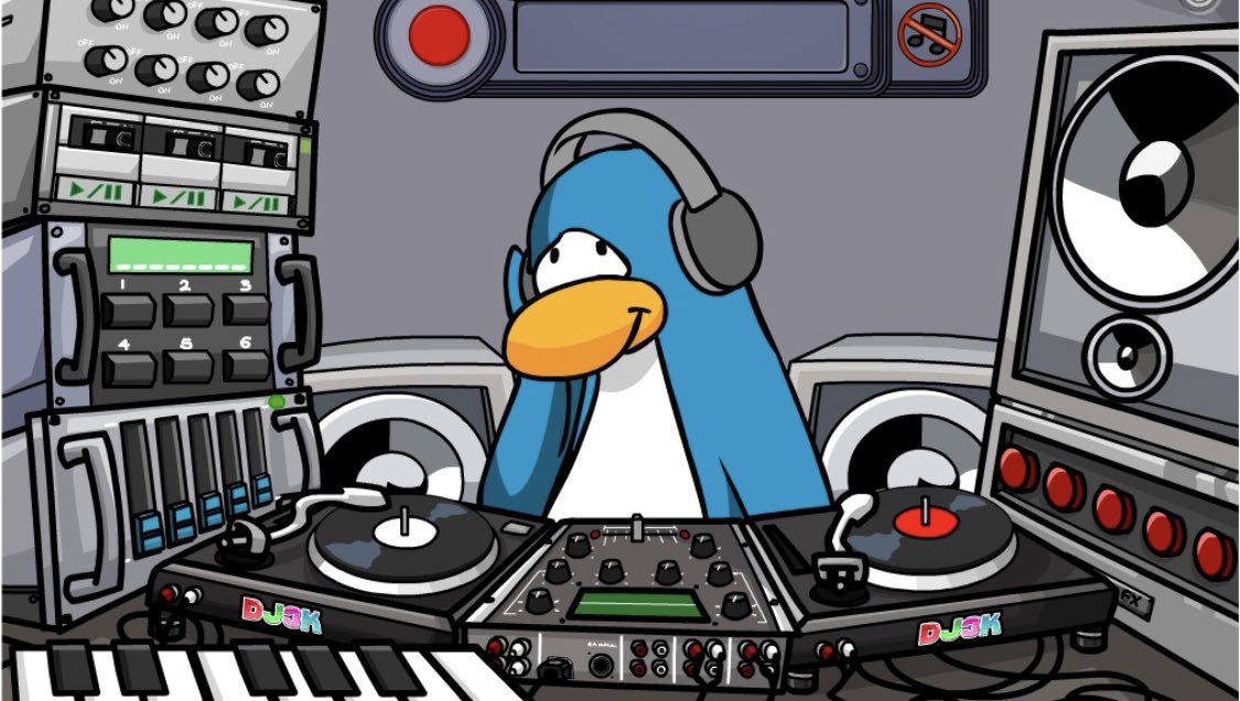 ThatPenguinGame's tweet image. 17 years ago today, the DJ3K minigame was released. Penguins could create their own Tracks for their Igloos, and earn some Coins doing it. A year later, Member Penguins could purchase Records to unlock more sounds to use.