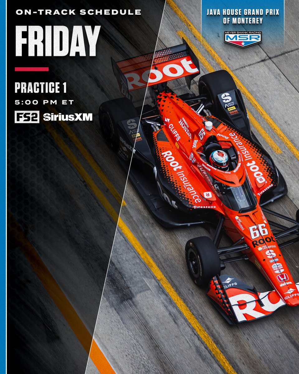 MeyerShankRac's tweet image. It's an absoROOTly fabulous Friday in California. ☀️
Only one session today, but you don't want to miss it on FS2.
#INDYCAR // @RootInsurance