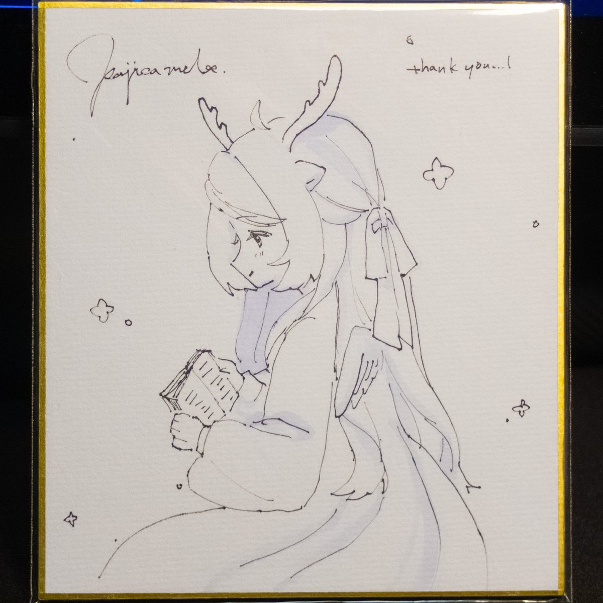sachisfactory's tweet image. 紅茶を淹れてめるちゃんの歌枠を聴きながらめるちゃんの描いた色紙を並べてめるちゃんのクッキーを食べるをしました！幸せな週末～

#花鹿める #こじかさんの日記