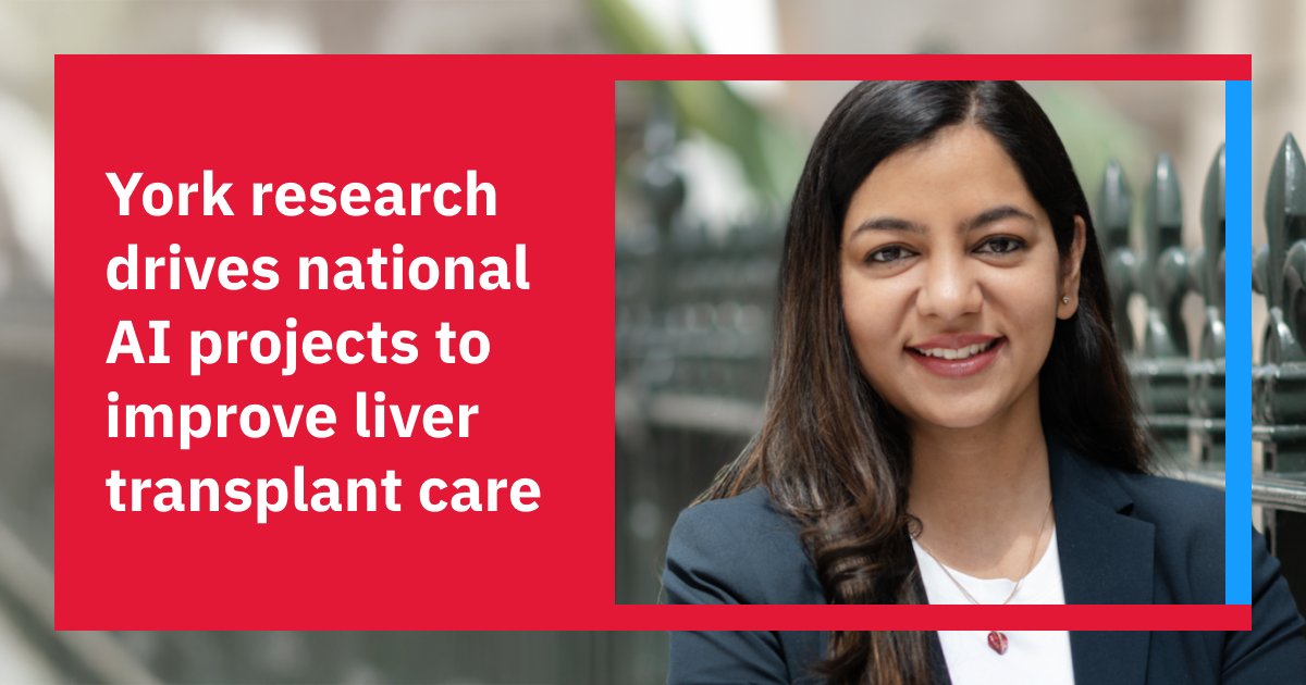 Mathematics &amp; Statistics prof. Divya Sharma will co-lead two national research projects focused on building a framework that uses AI to identify and address disparities in access to liver transplants and improving post-transplant outcomes: bit.ly/40xbgsY