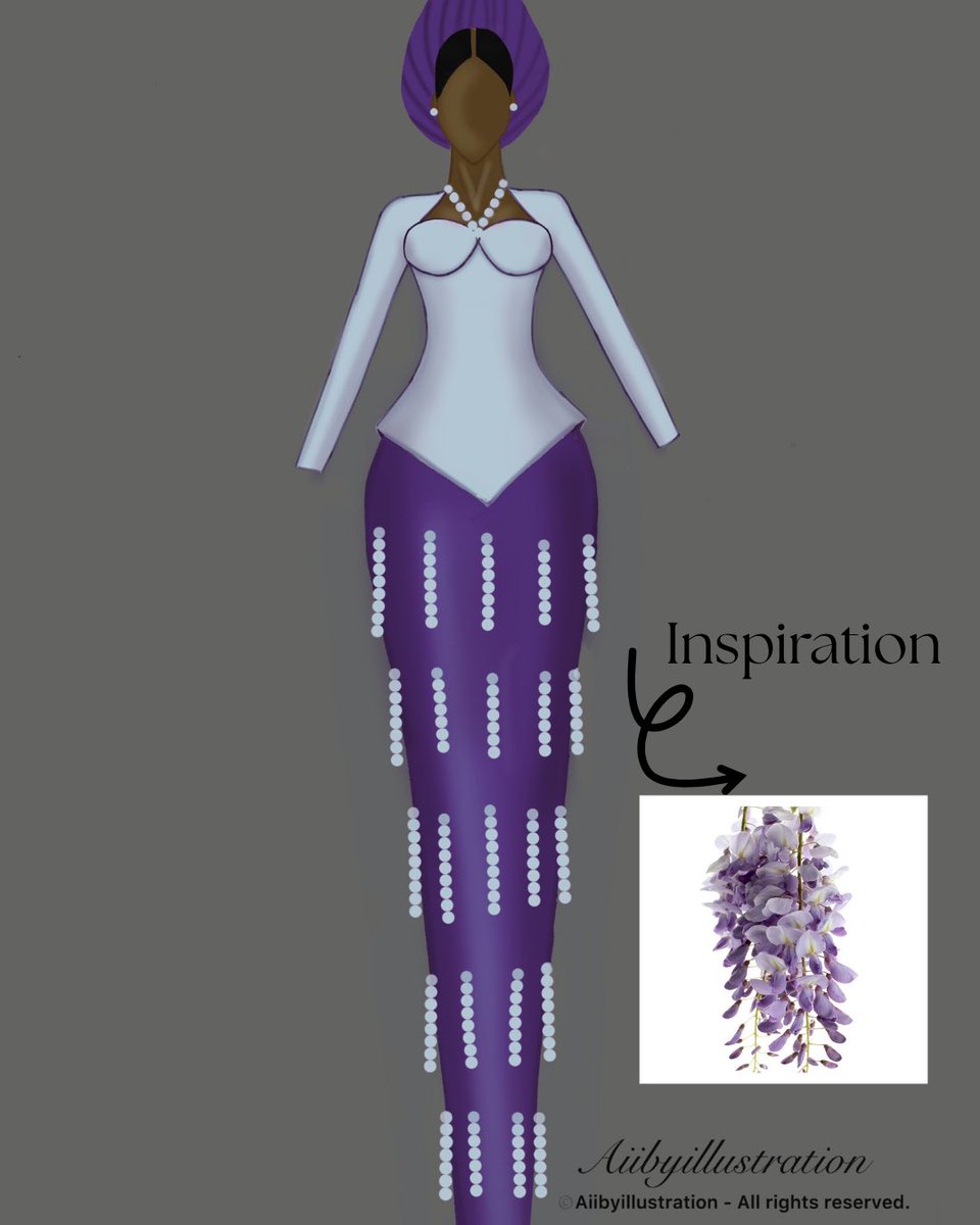 aiiby1's tweet image. Five days of flower inspired Aso Oke outfits.
DAY 3 - WISTERIA, a flower known for its cascading , fragrant blooms and ethereal beauty.

This Aso Oke outfit is a beauty to behold, perfect for a  gorgeous and ethereal Yoruba bride✨

#fashionillustration #fashion #owambe #asooke