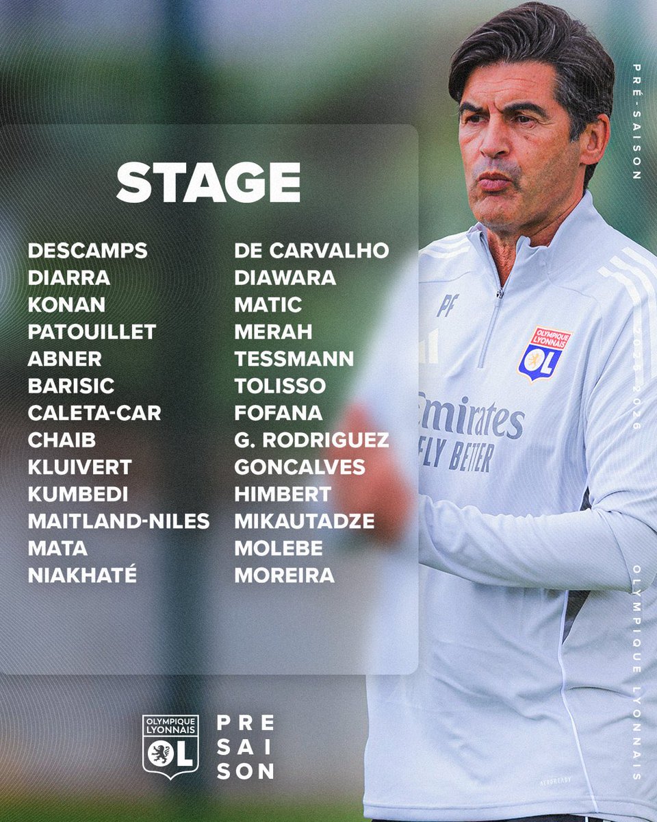 OL_English's tweet image. 🦁 Our squad for the friendly match against Hamburg and the training camp in Austria 🔴🔵