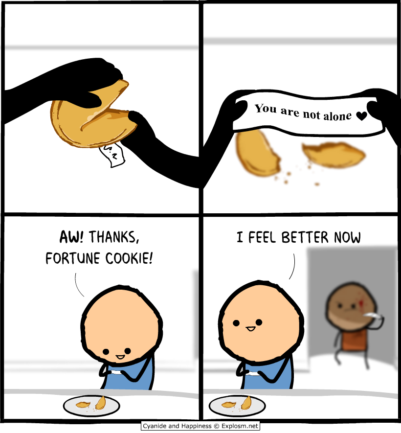 Explosm's tweet image. Ominous positivity