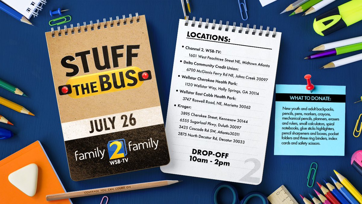 I’m ready to help #StuffTheBus! You can too at any of these EIGHT locations THIS SATURDAY 👉2wsb.tv/4mauEnT