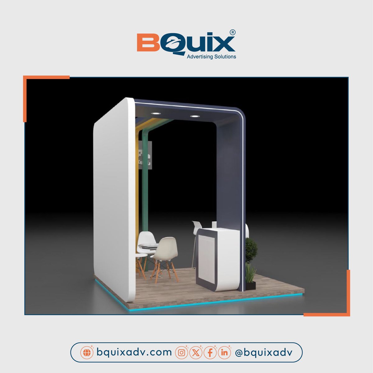 bquixadv's tweet photo. 💼✨ Modern Booth Design &amp; Production | By BQuix ✨💼
Where creative structure meets brand presence – a sleek and professional booth executed with precision by the BQuix team.

🔧 Full Production &amp; Installation
🎯 Brand-Aligned Architecture
🌿 Premium Finishing Touches https://t.co/RPaXpqLtrd