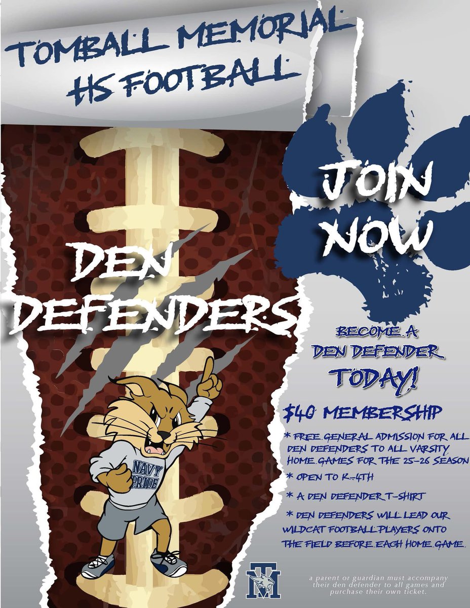 TISDTMHS's tweet image. Are you in K-4th grade, and a FUTURE WILDCAT?! Don’t miss the chance to join our Den Defenders!
tomballmemorialabc.com/form/m/330890
#BECATS