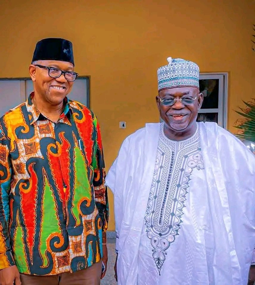 IkukuomaC's tweet image. Former Niger State governor under PDP Muazu Babagida Aliyu and former PDP chairman Nwodo visited Mr Peter Obi Today