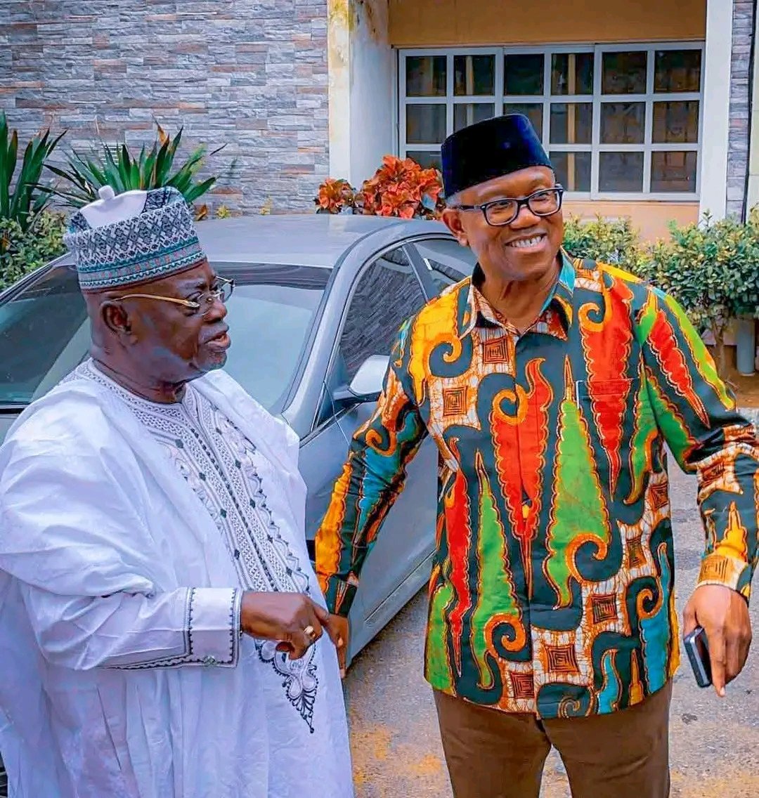 IkukuomaC's tweet image. Former Niger State governor under PDP Muazu Babagida Aliyu and former PDP chairman Nwodo visited Mr Peter Obi Today