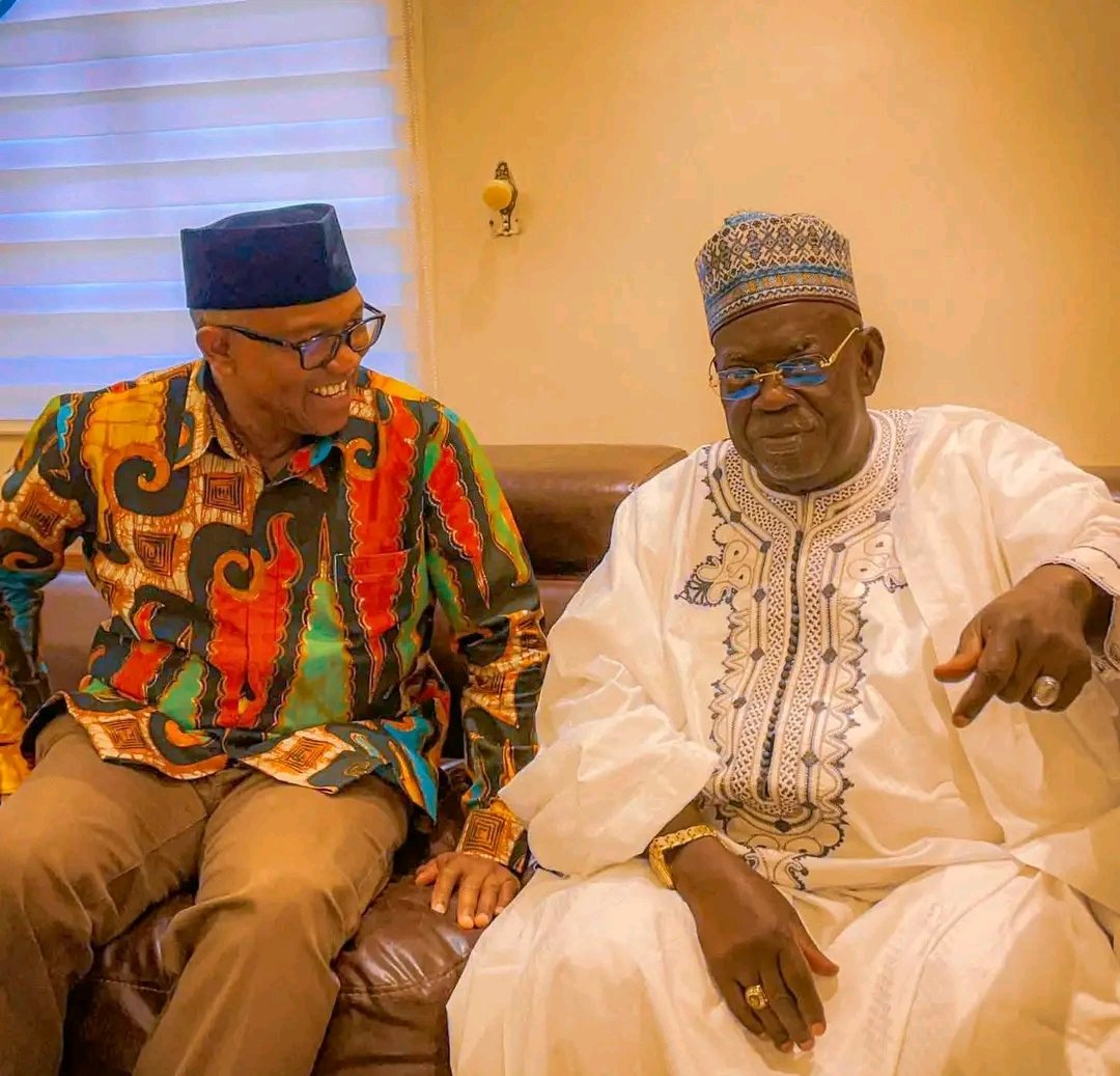 IkukuomaC's tweet image. Former Niger State governor under PDP Muazu Babagida Aliyu and former PDP chairman Nwodo visited Mr Peter Obi Today