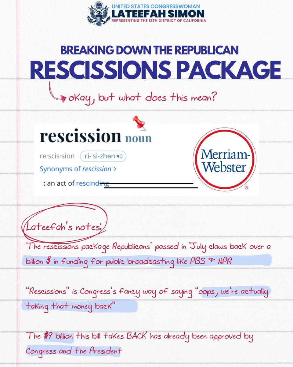 RepLSimon's tweet image. Last week, under the cover of night, Republicans passed a bill to pull back money that Congress ALREADY approved and Trump had already signed into law. I voted hell NO.
In particular -- this recessions bill pulled back money for public broadcasting. In our district, we depend…