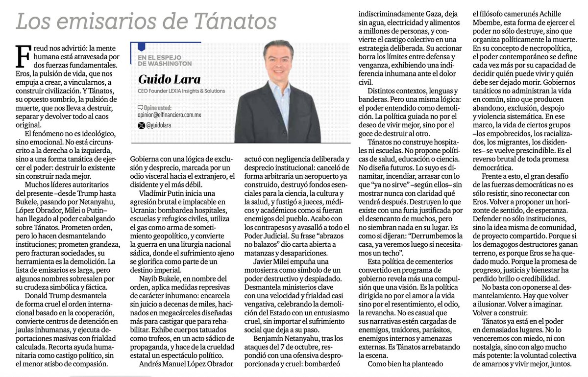 Los emisarios de Tánatos por nuestro CEO @GuidoLara en @elfinanciero_mx

Consulta el artículo en: ow.ly/yCcW50Wvtv0