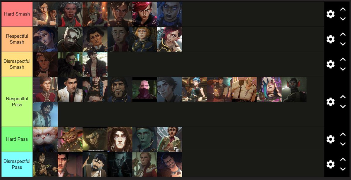 mOoVtUiLvATION's tweet image. arcane characters smashability tier list