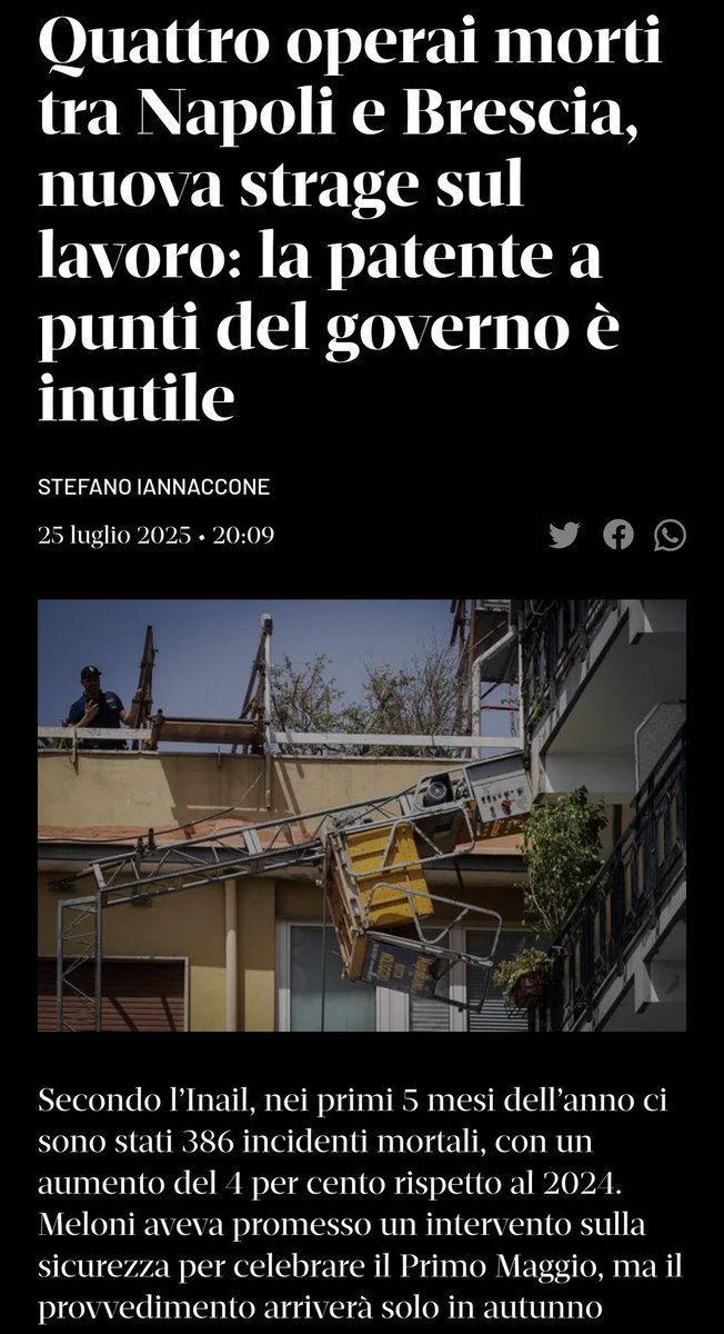 Flexgrimmy_'s tweet image. Quattro operai morti tra Napoli e Brescia, nuova strage sul lavoro: la patente a punti del governo รจ inutile