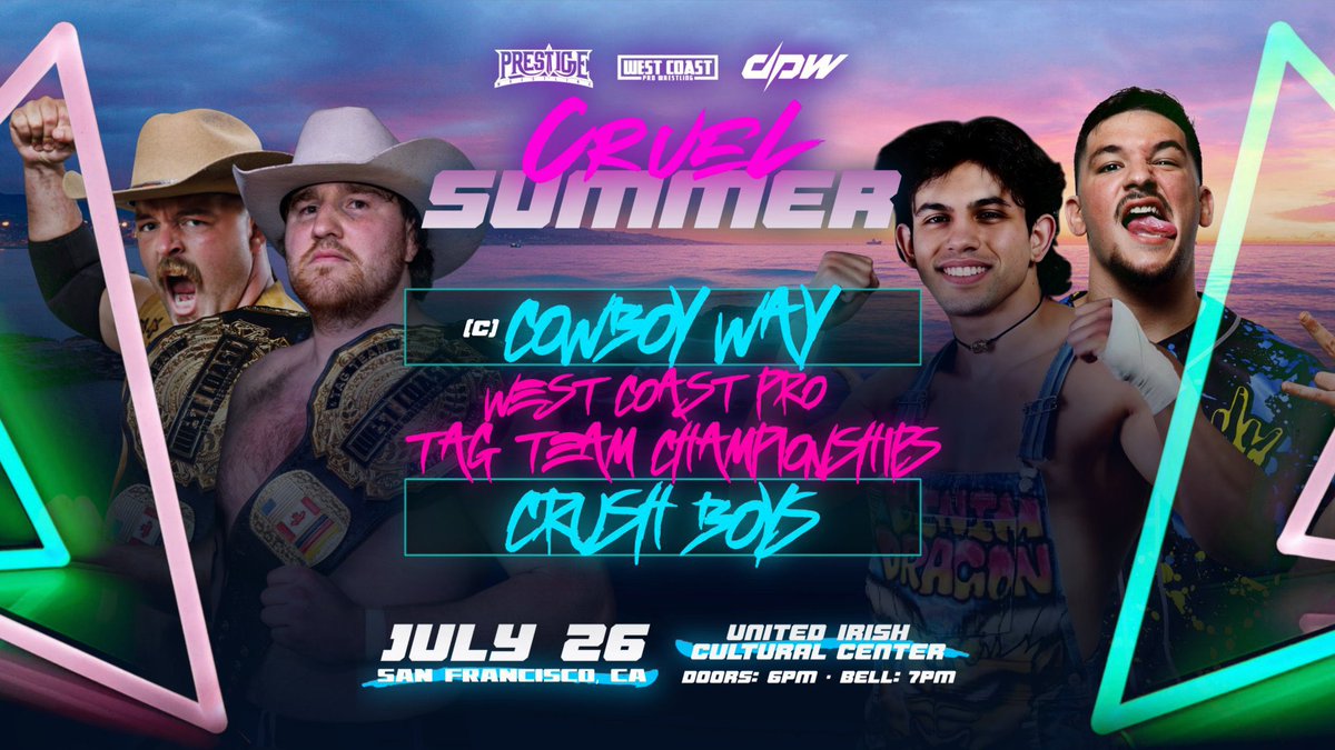 WCProOfficial's tweet image. TOMORROW!!!
15% off all tickets with code; WC15CS
MASHA SLAMOVICH returns to #TheCoast for the first time in nearly a year!
Tag Team Championship Match!!
Cowboy Way(c) vs The Crush Boys!!!
PLUS
Blackwood (c) vs Cedric (2 out of 3 falls)
The Cowboy Way (c) vs The Crush Boys…