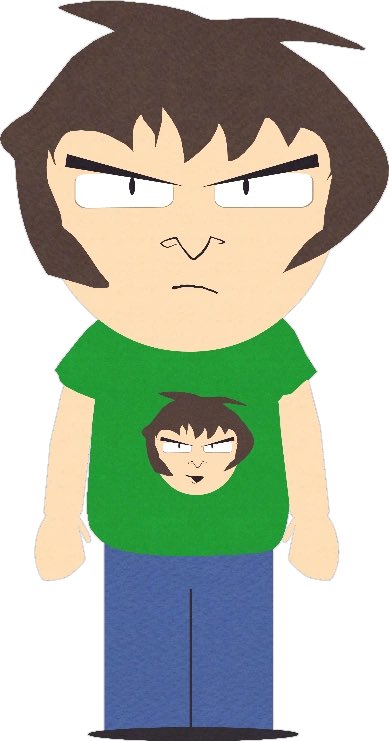 magicalevening's tweet image. need south park sixth grader leader's self-portrait shirt that's being sold at comic-con