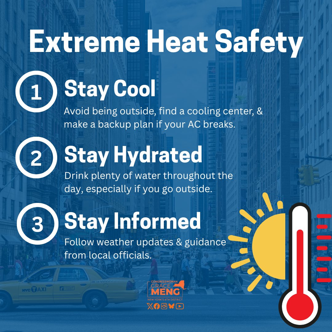Grace Meng (@repgracemeng) on Twitter photo It's hot out there, Queens!
If you're stuck in the heat, cooling centers are open. Find one near you👇
finder.nyc.gov/coolingcenters/ It's hot out there, Queens!
If you're stuck in the heat, cooling centers are open. Find one near you👇
finder.nyc.gov/coolingcenters/