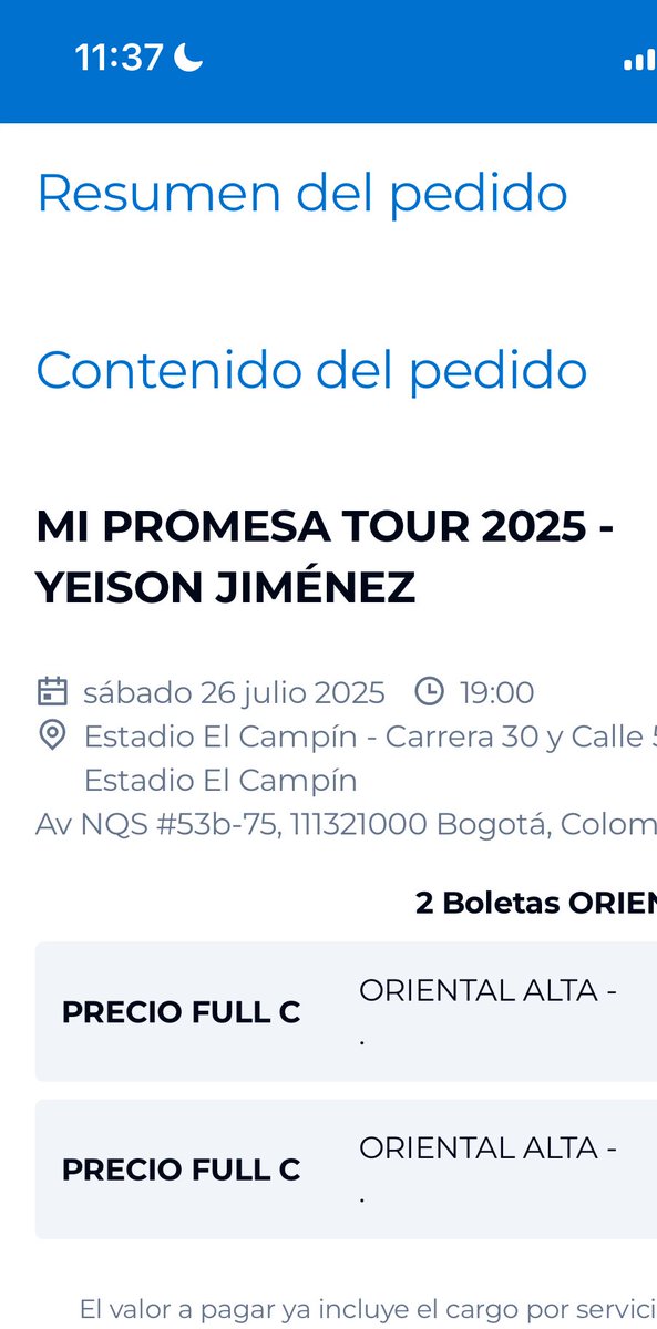 Vendo dos boletas oriental alta para yeison Jiménez o cambio por oriental baja 
#vendoboletas #yeisonjimenez #bogota