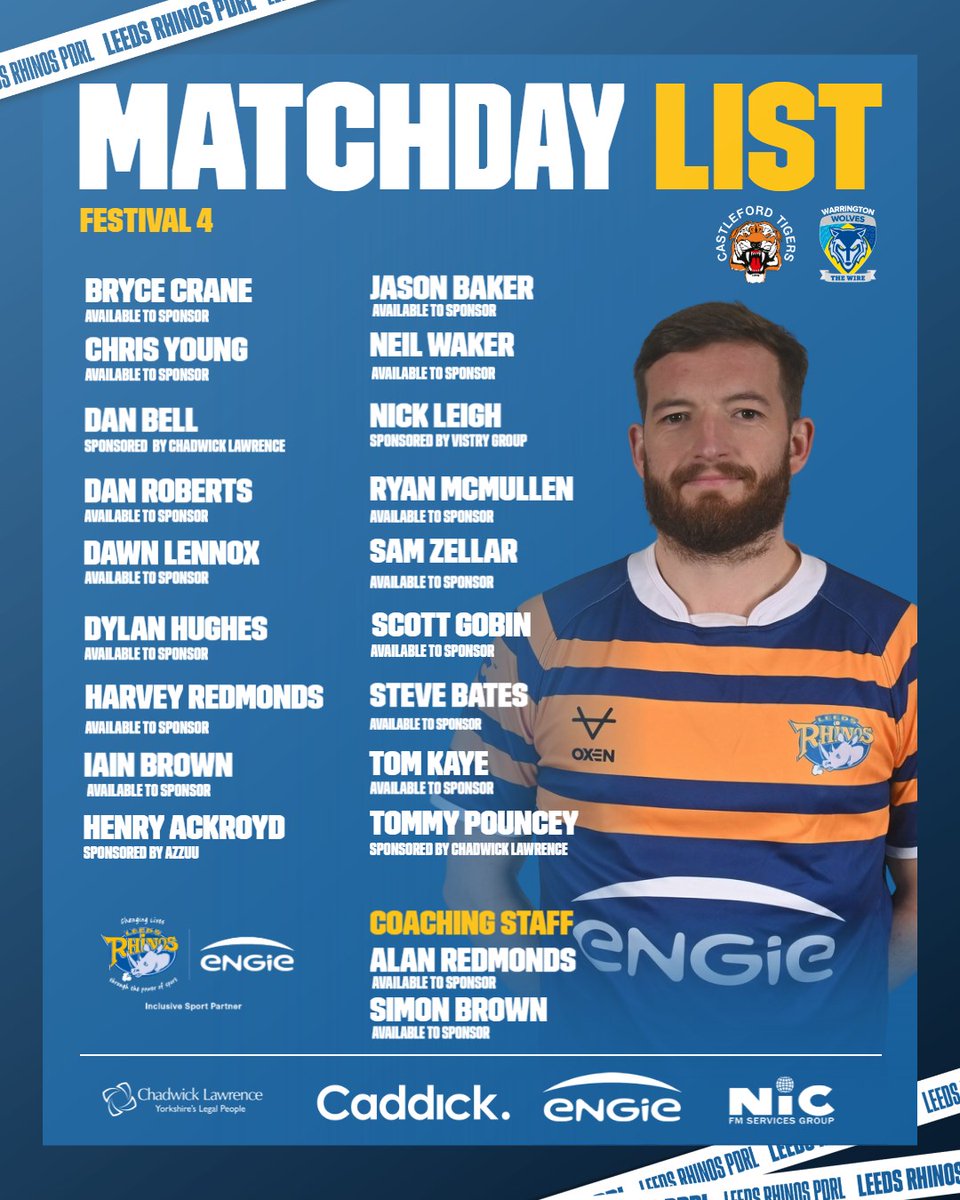 RugbyLeeds's tweet image. ๐ฆ๐ค๐จ๐๐ ๐ก๐๐ช๐ฆ | Here is your PDRL squad to take on @CTRLFC and @WWRLFoundation in a double header in Castleford
๐Fryston Welfare Club, WF10 2NY
โฐVs Castleford Tigers 11:40am | vs Warrington Wolves 1:00pm
๐
Saturday 26th July
Inclusive Sport Partner ๐ค @ENGIE_UK